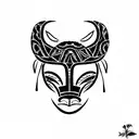 Create an African mask that signifies strength and is eye catching make it look like black embroidery for cloth designin tattoo design idea