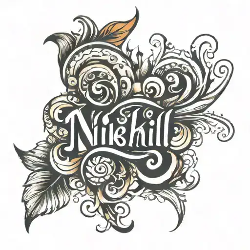 I want nikhil name tattoo design in cursive and small font minimalist  tattoo design idea