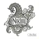 I want nikhil name tattoo design in cursive and small font minimalist  tattoo design idea