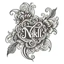 I want nikhil name tattoo design in cursive and small font minimalist  tattoo design idea