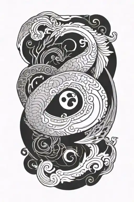 gemini sign with yingyang theme tattoo design idea