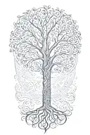 tree of life growing out of hand of adam into hand of god(like the painting hand of god) tattoo design idea