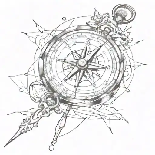 compass broken watch tattoo design idea