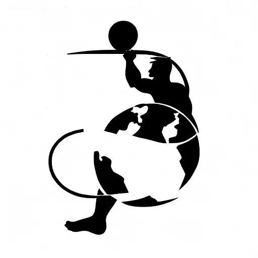 Atlas holding the world , strong muscles showing.  tattoo design idea