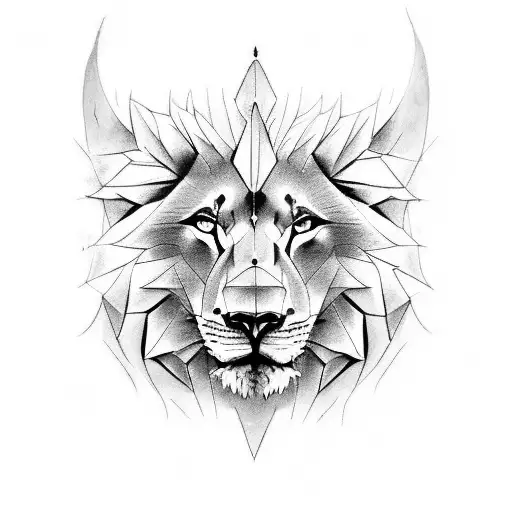 half od lion half of wolf tattoo design idea