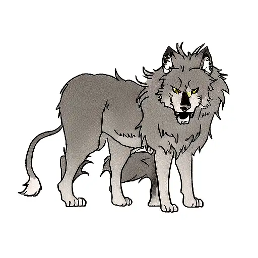 half of lion half of wolf tattoo design idea