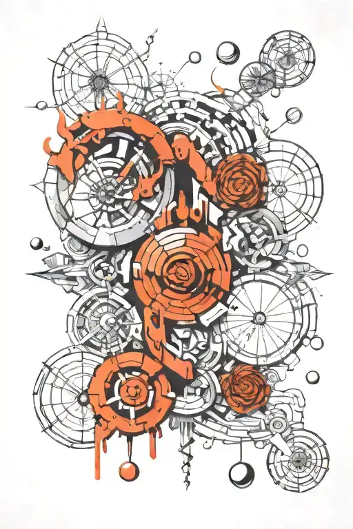 Elements representing the cycle tattoo design idea