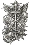 Elements Caduceus tattoo design idea