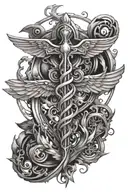 Elements Caduceus tattoo design idea