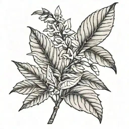 tobacco plant flower with olive plant tattoo design idea