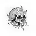 skull in hell tattoo design idea