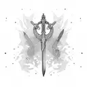 sword surrounded by dnd magic missiles tattoo design idea