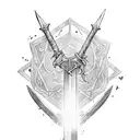 sword surrounded by dnd magic missiles tattoo design idea