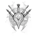 sword surrounded by dnd magic missiles tattoo design idea