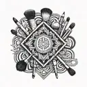 Makeup brushes arranged in a symmetrical square design tattoo design idea