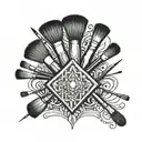 Makeup brushes arranged in a symmetrical square design tattoo design idea