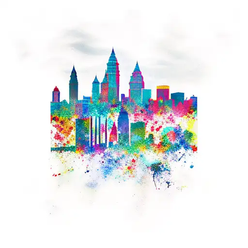 cleveland skyline tattoo design idea