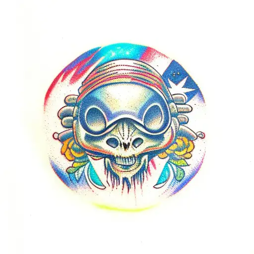 alien hippie commune tattoo design idea