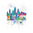 cleveland skyline tattoo design idea