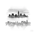 cleveland skyline tattoo design idea