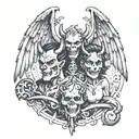 devil Vs angel half demon tattoo design idea