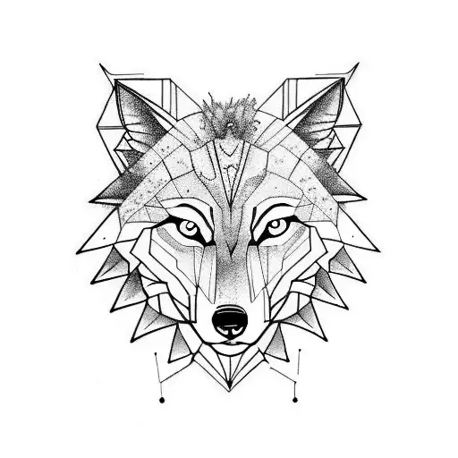 half wolf half butterfly dopamine symbol tattoo design idea