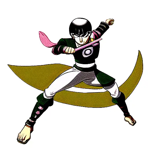 rock Lee in samurai armor, art style is anime, bright colors, rock Lee looks like he's straight from Naruto tattoo design idea
