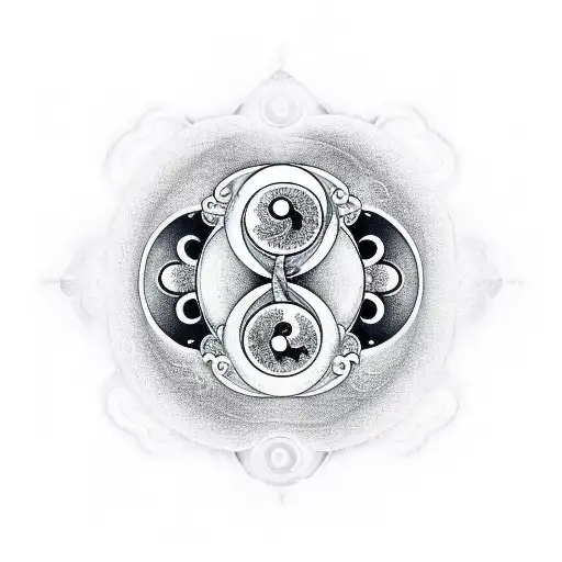 A trader's hand holding a yin yang symbol, symbolizing the balance between reality and subconsciousness tattoo design idea