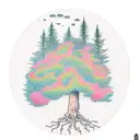 A tree growing upside down, with its roots in the sky, representing the inversion of reality and the exploration of new perspectives tattoo design idea