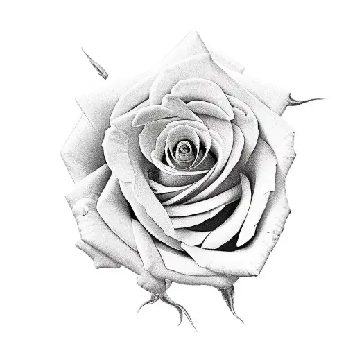 roses with timepiece in it tattoo design idea