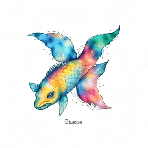 pisces zodiac sign lgbt flag colors tattoo design idea