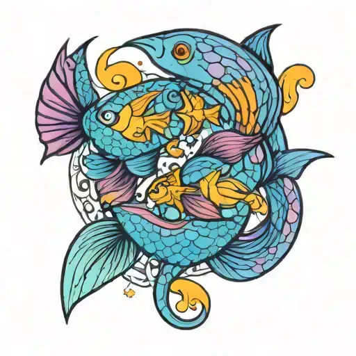 pisces zodiac sign lgbt flag colors tattoo design idea