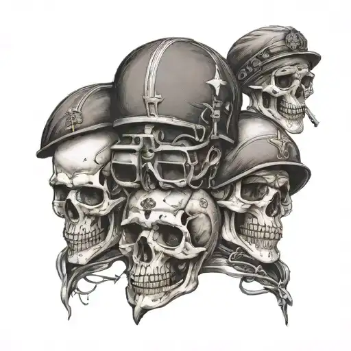 travel venezuela spain-skulls-4 children-military tattoo design idea