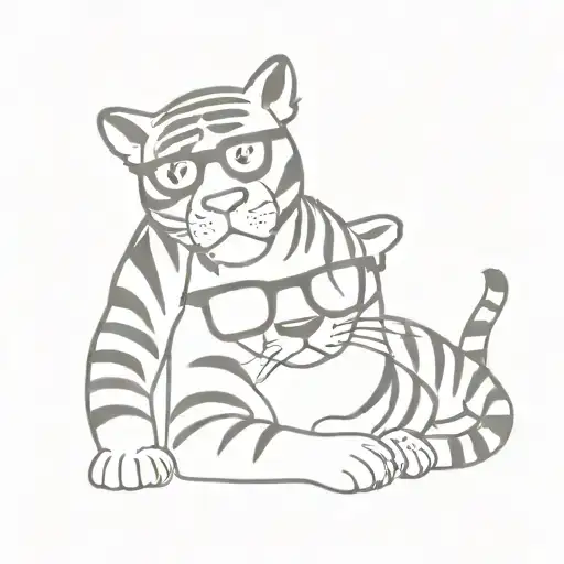 A minimalist tattoo of Tigger wearing glasses, representing the client's occupation as an optometrist tattoo design idea