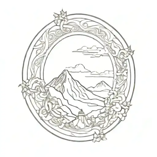 mount olympus circular Greek god epic fantasy scene tattoo design idea