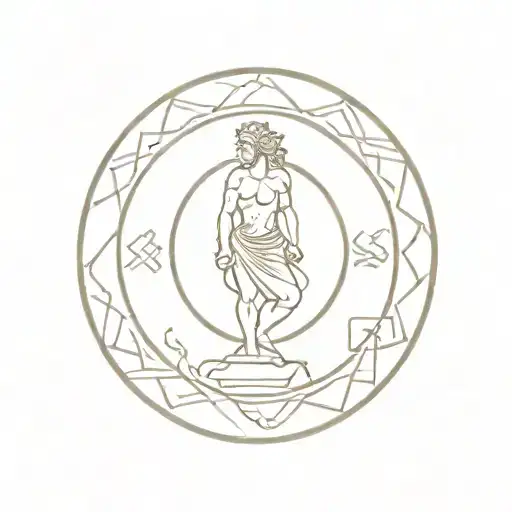 mount olympus Greek god circular design  tattoo design idea