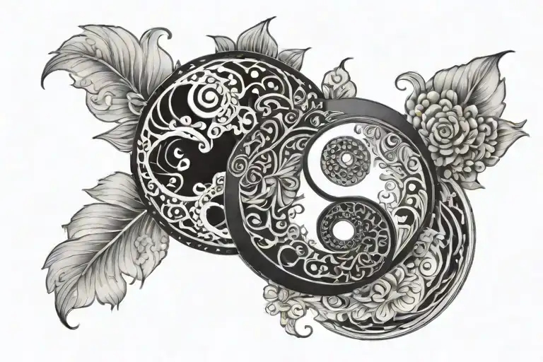 yin yang and mandala tattoo design idea