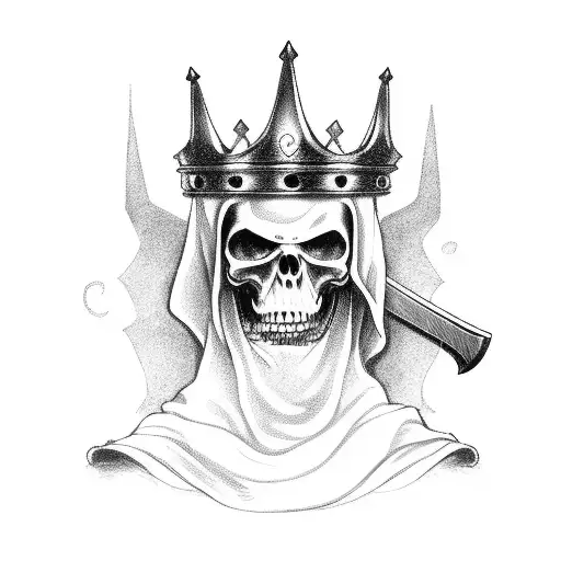 grim reaper with sword and crown  tattoo design idea