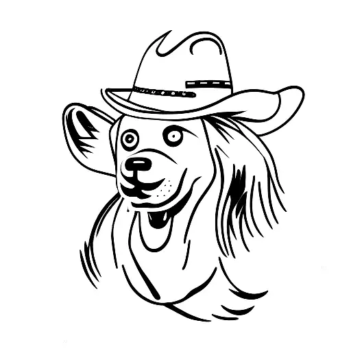 dog with cowboy hat tattoo design idea