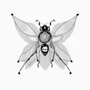 the letters S.A.M. with ladybugs around it that have soccer ball patterns on their wings tattoo design idea