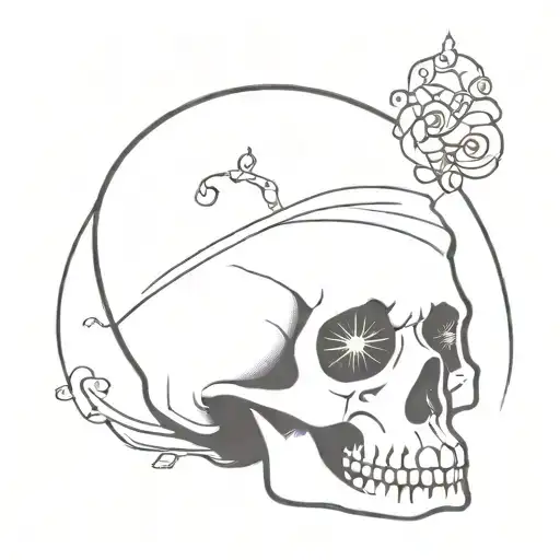A minimalist representation of death symbolized by a skull with existential quotes incorporated into the design tattoo design idea