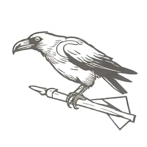 A minimalist design of a crow carrying a book with death-related imagery subtly integrated tattoo design idea