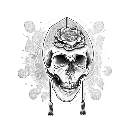 Skull and graduation cap tattoo design idea