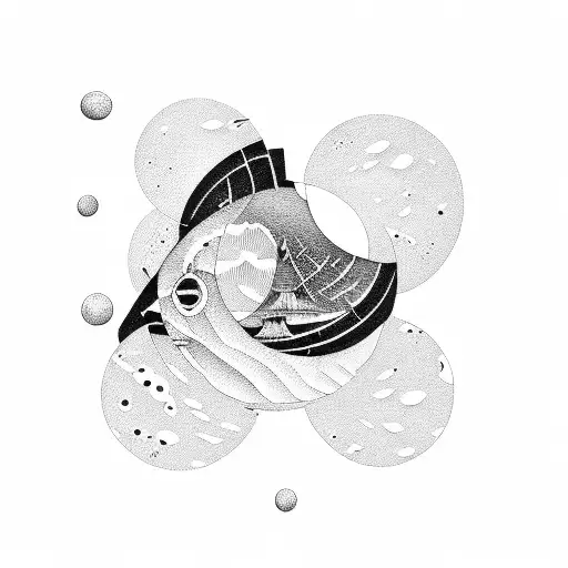 Could you create a tattoo design composed of dots and lines inspired by Poe's tale of Hans Pfaall's journey to the moon? tattoo design idea