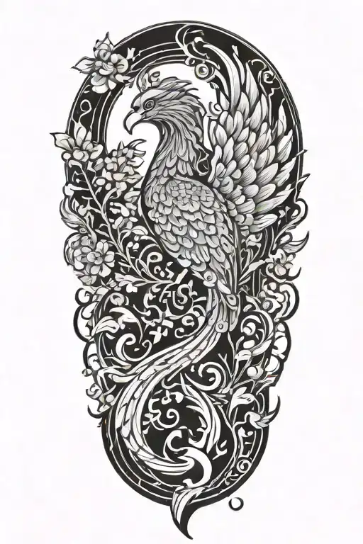 phoenix rising from the ashes tattoo design idea