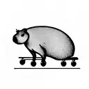 capybara on rollerskates tattoo design idea