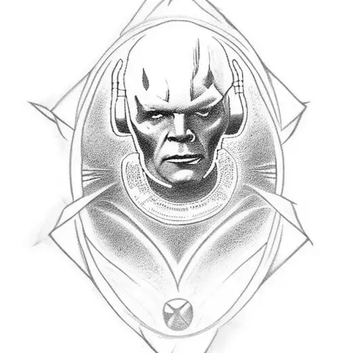 I need the Star Trek emblem with the word in loving memory of E Joseph Simmons 9/18/1955-10/15/2023 tattoo design idea