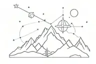 mountain, orion, saturn, constellation, rocket  tattoo design idea