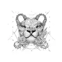 Leão com relógio e cruz tattoo design idea