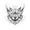 Leão com relógio e cruz tattoo design idea